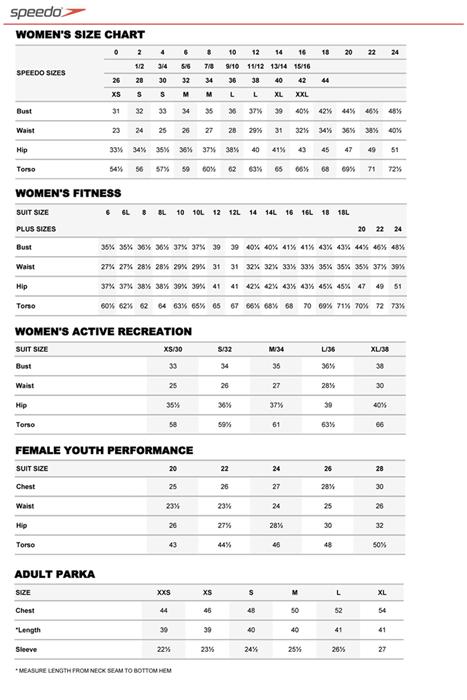 Speedo Youth Size Chart