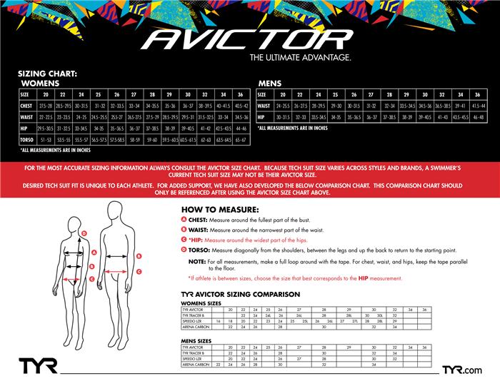 Tyr Avictor Size Chart