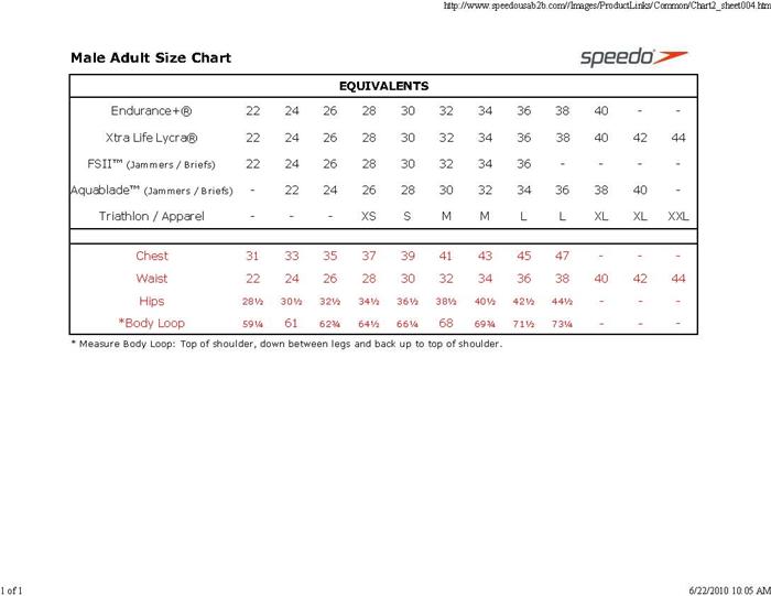 Speedo Tankini Size Chart