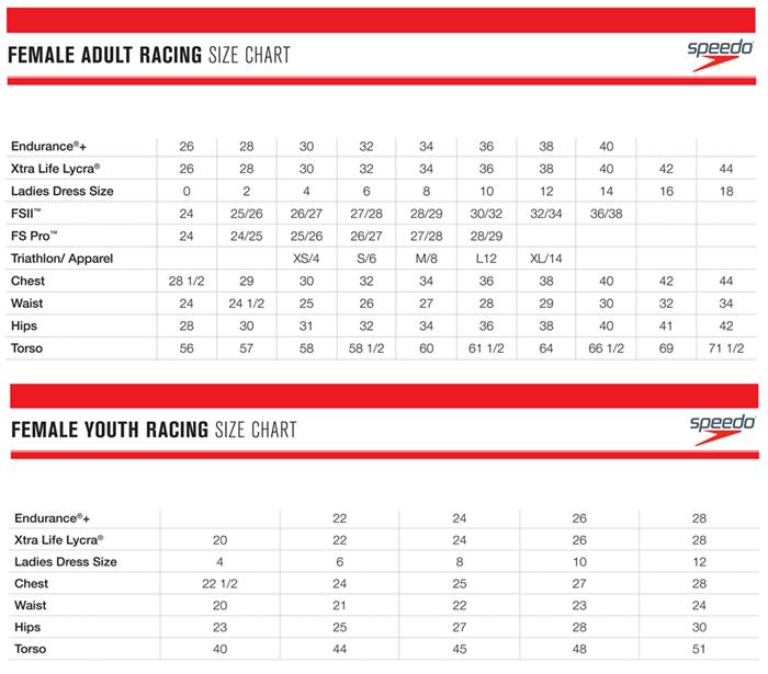 Speedo Swim Jammers Size Chart