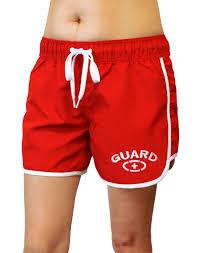 red lifeguard shorts womens